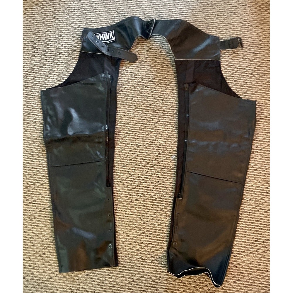 Leather Chaps for men size 34 Waist w/side  Zipper & Snaps HWK Motor sports